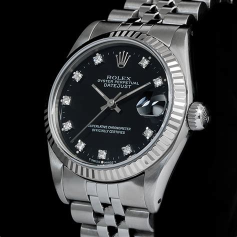 rolex datejust quadrante nero con brillanti sulle ore prezzo usato|Rolex Datejust 41 Ref.126334 .